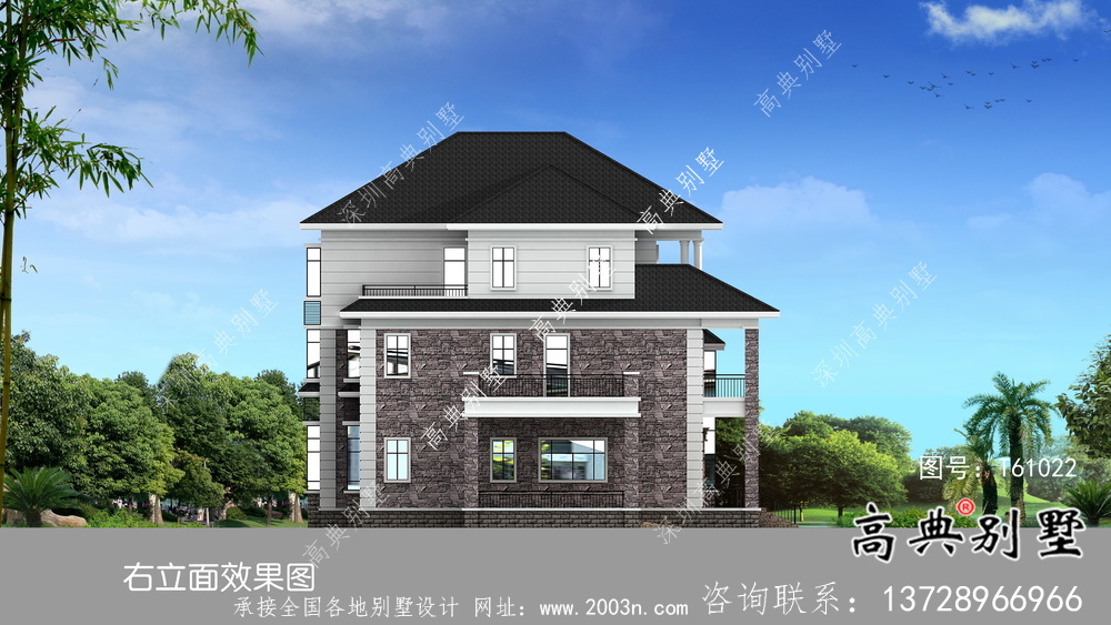 簡單的法式風格雙拼別墅設計方案+效果圖