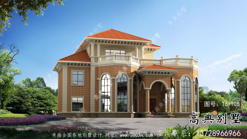 法式風(fēng)格舒適樸素住宅建筑設(shè)計(jì)圖+效果圖