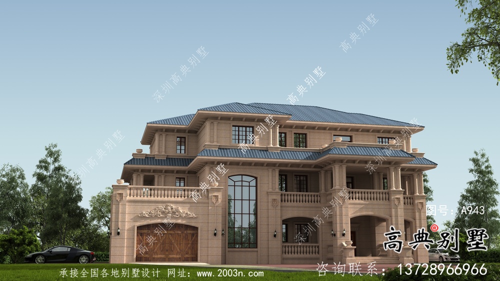 歐式石材三層別墅建筑設(shè)計圖紙