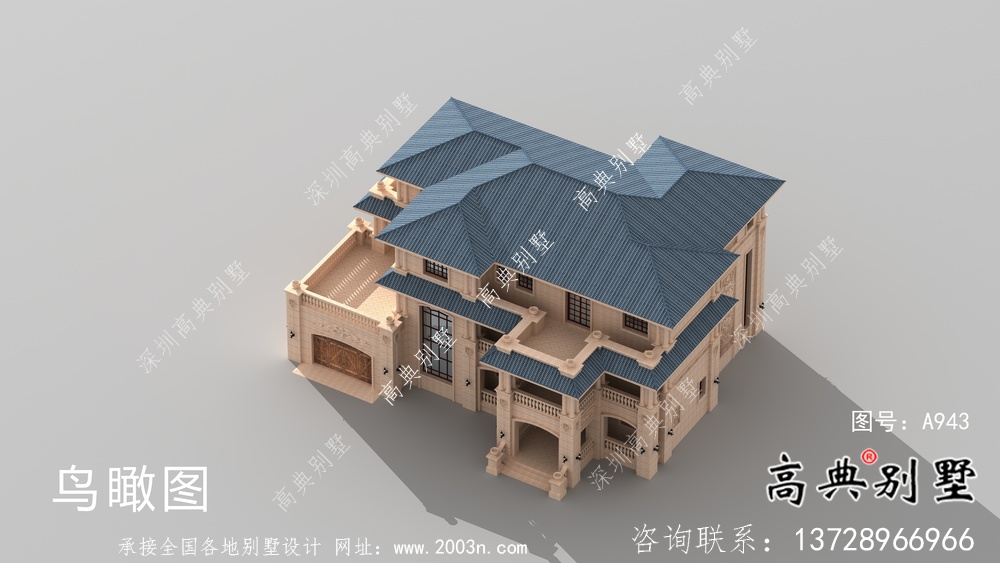 歐式石材三層別墅建筑設(shè)計圖紙