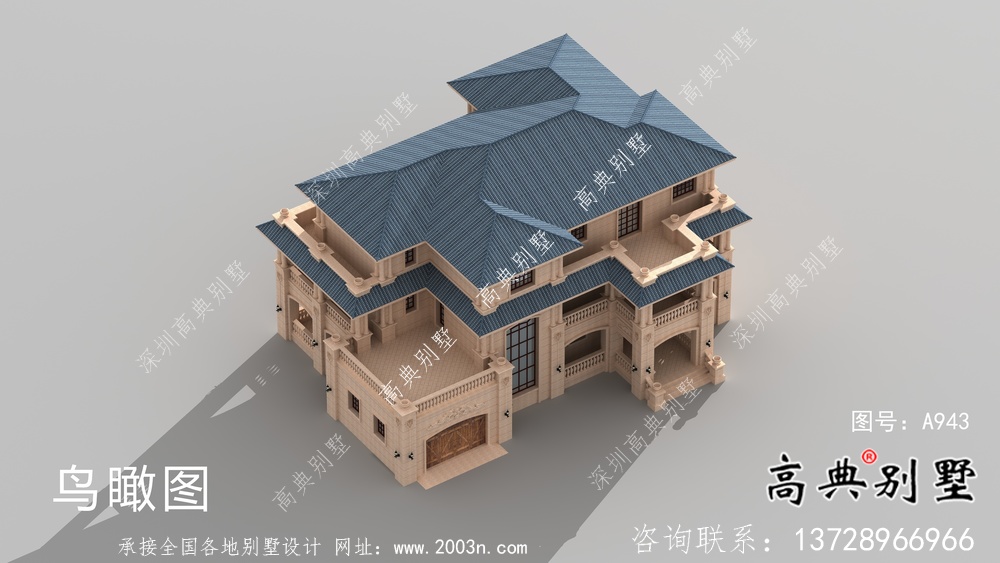 歐式石材三層別墅建筑設(shè)計圖紙