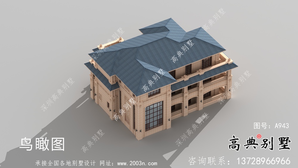 歐式石材三層別墅建筑設(shè)計圖紙