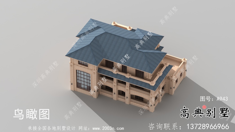 歐式石材三層別墅建筑設(shè)計圖紙