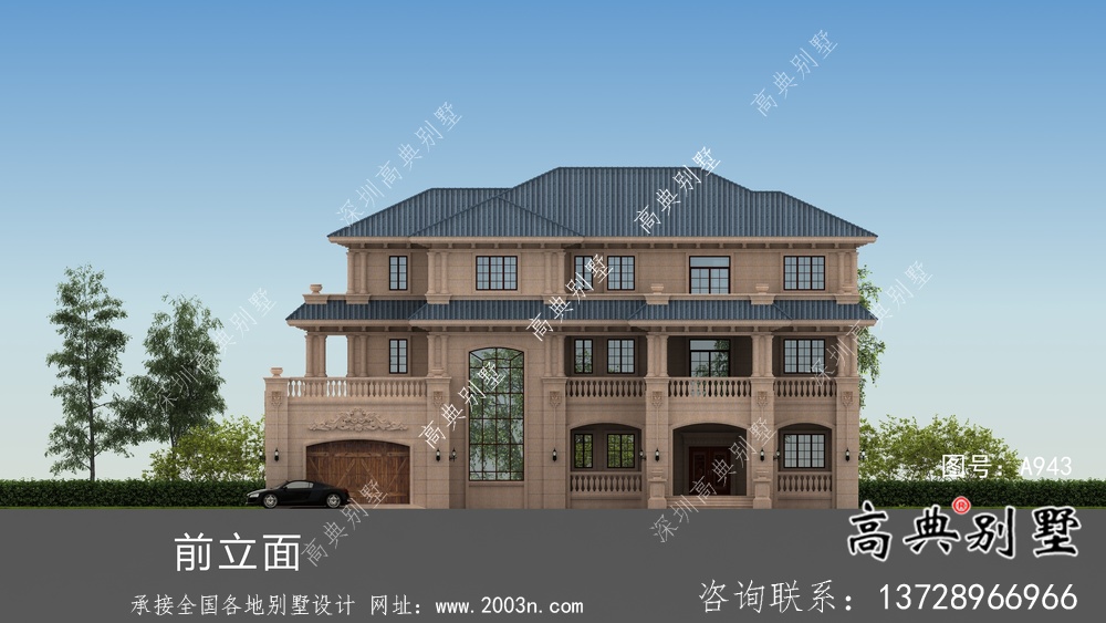 歐式石材三層別墅建筑設(shè)計圖紙