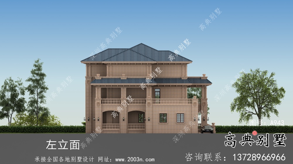 歐式石材三層別墅建筑設(shè)計圖紙