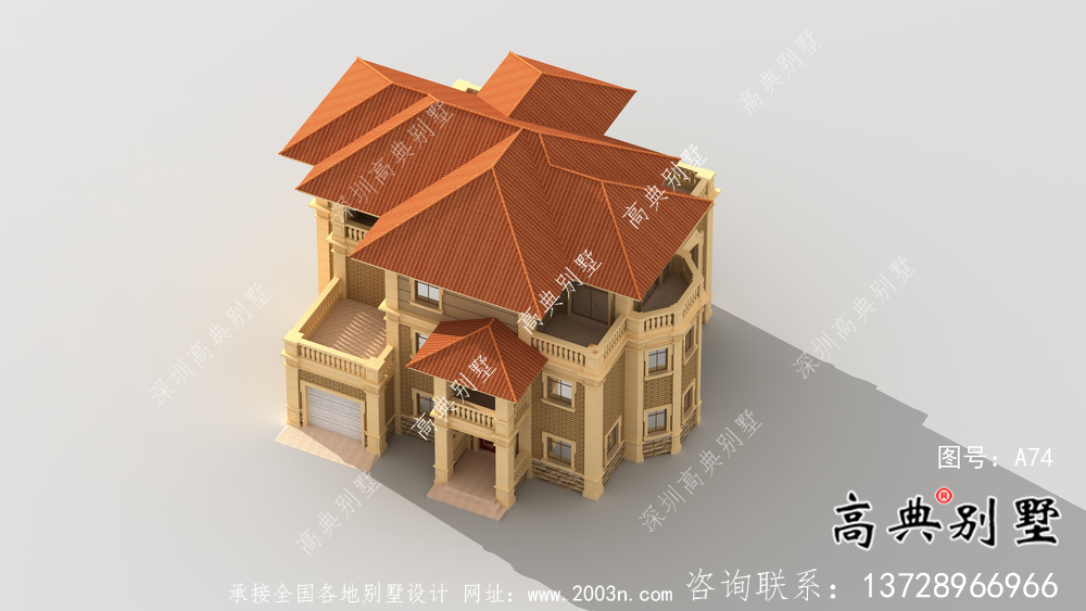 歐式經(jīng)典三層自建別墅效果圖