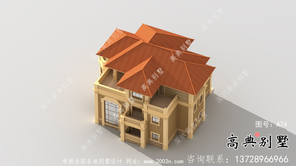 歐式經(jīng)典三層自建別墅效果圖