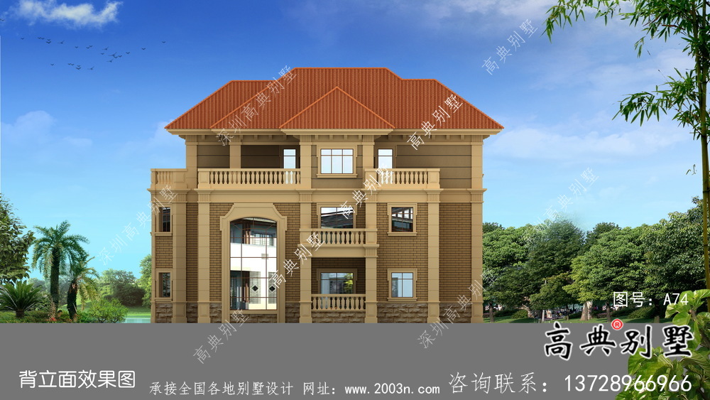 歐式經(jīng)典三層自建別墅效果圖