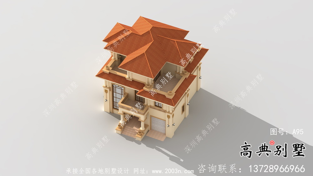 新農村三層高檔歐式別墅設計圖紙