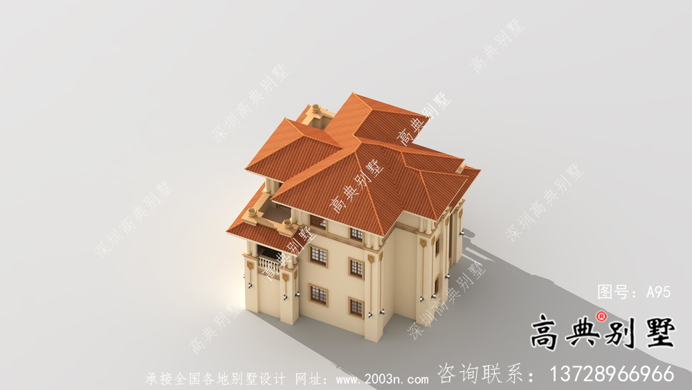 新農村三層高檔歐式別墅設計圖紙