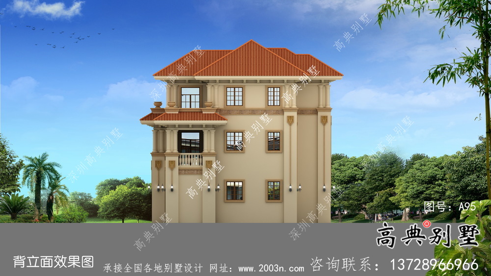 新農村三層高檔歐式別墅設計圖紙