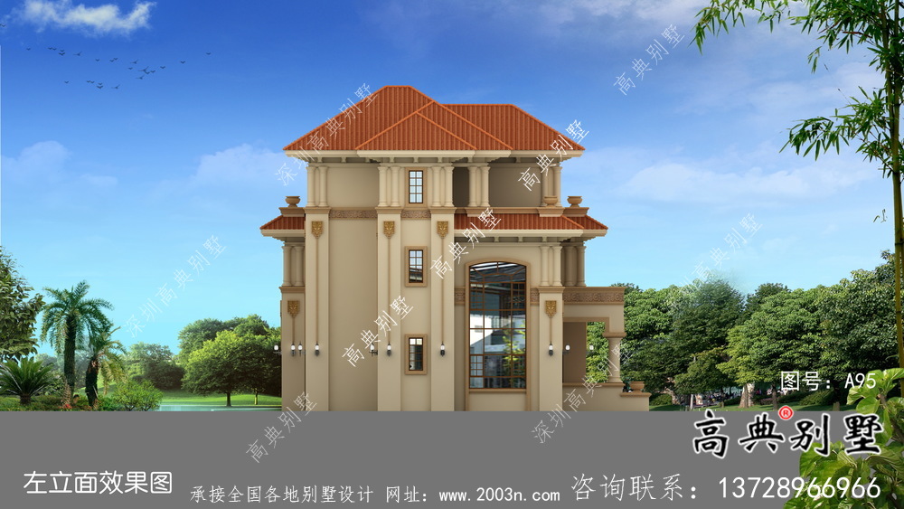 新農村三層高檔歐式別墅設計圖紙