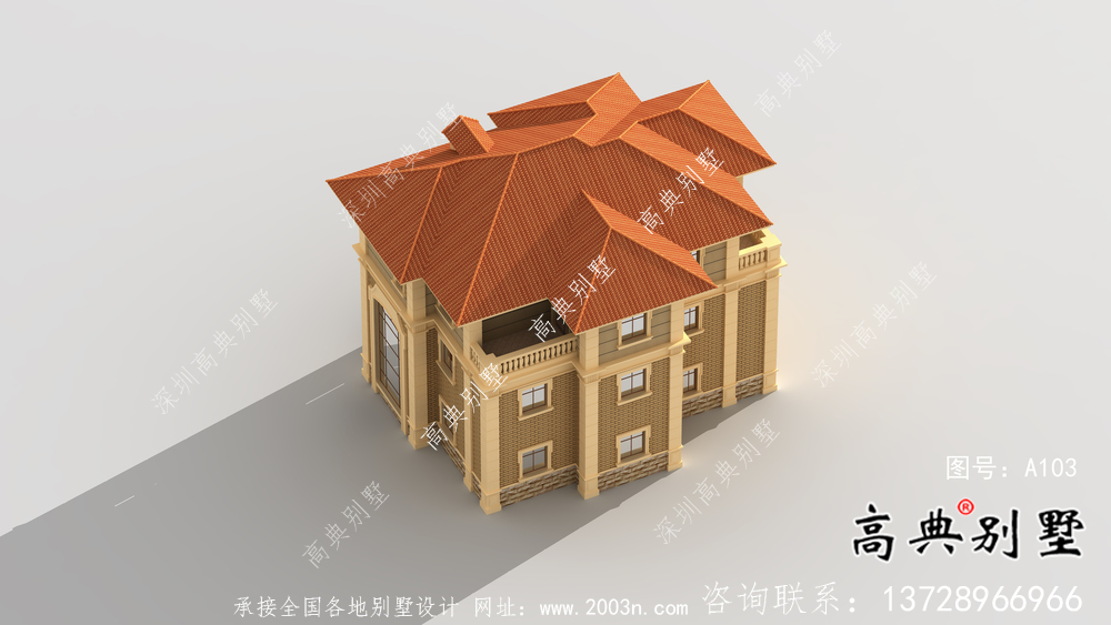 復(fù)式三層歐式豪華別墅設(shè)計(jì)效果圖