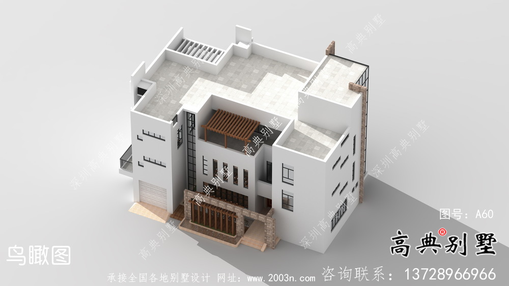 鄉(xiāng)村三層現(xiàn)代風(fēng)格平屋頂別墅設(shè)計圖紙