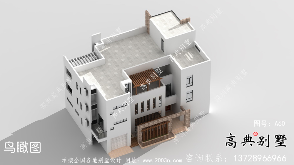鄉(xiāng)村三層現(xiàn)代風(fēng)格平屋頂別墅設(shè)計圖紙