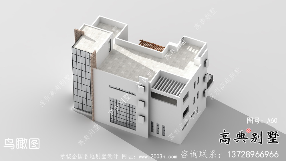 鄉(xiāng)村三層現(xiàn)代風(fēng)格平屋頂別墅設(shè)計圖紙