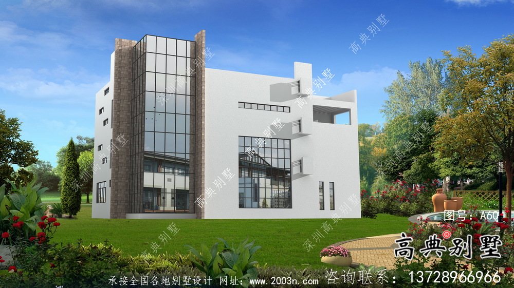 鄉(xiāng)村三層現(xiàn)代風(fēng)格平屋頂別墅設(shè)計圖紙