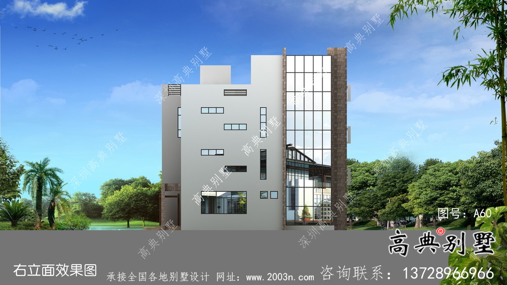 鄉(xiāng)村三層現(xiàn)代風(fēng)格平屋頂別墅設(shè)計圖紙