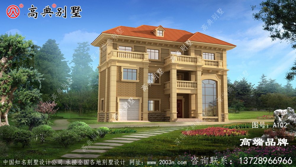 歐式自營(yíng)住宅別墅設(shè)計(jì)圖，擁有大露臺(tái)