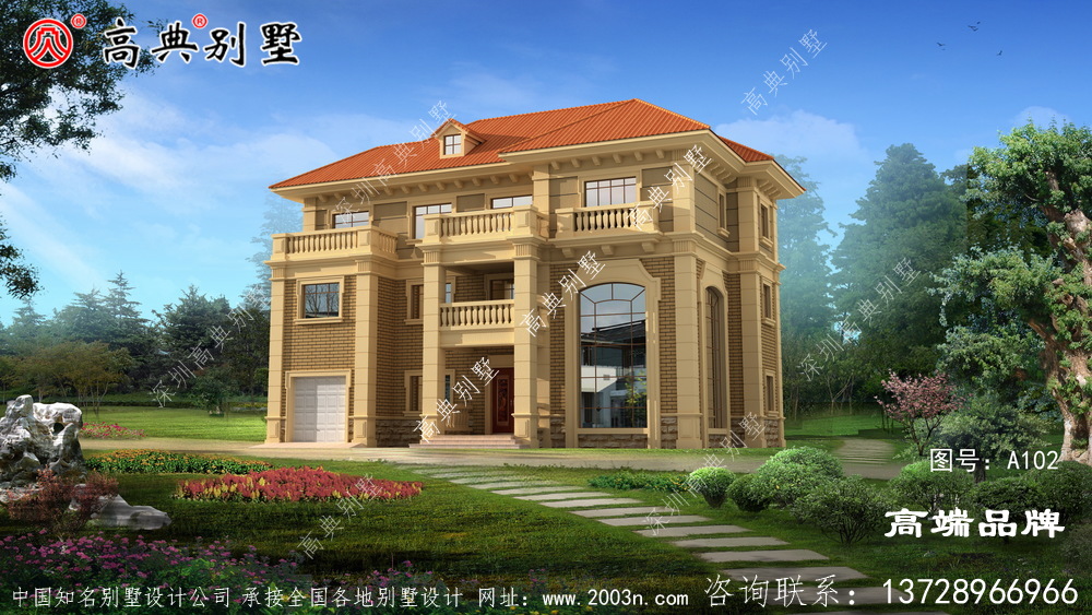 歐式自營(yíng)住宅別墅設(shè)計(jì)圖，擁有大露臺(tái)