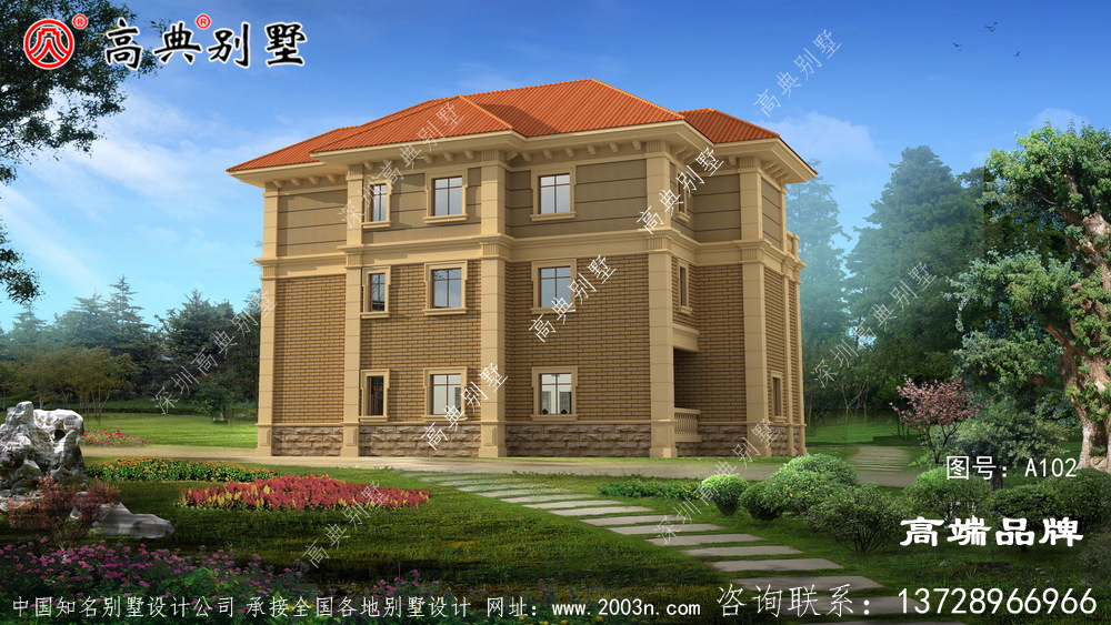 歐式自營(yíng)住宅別墅設(shè)計(jì)圖，擁有大露臺(tái)