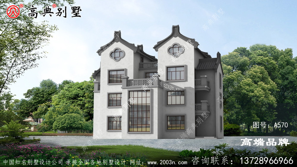 引人注目的四層中式別墅效果圖