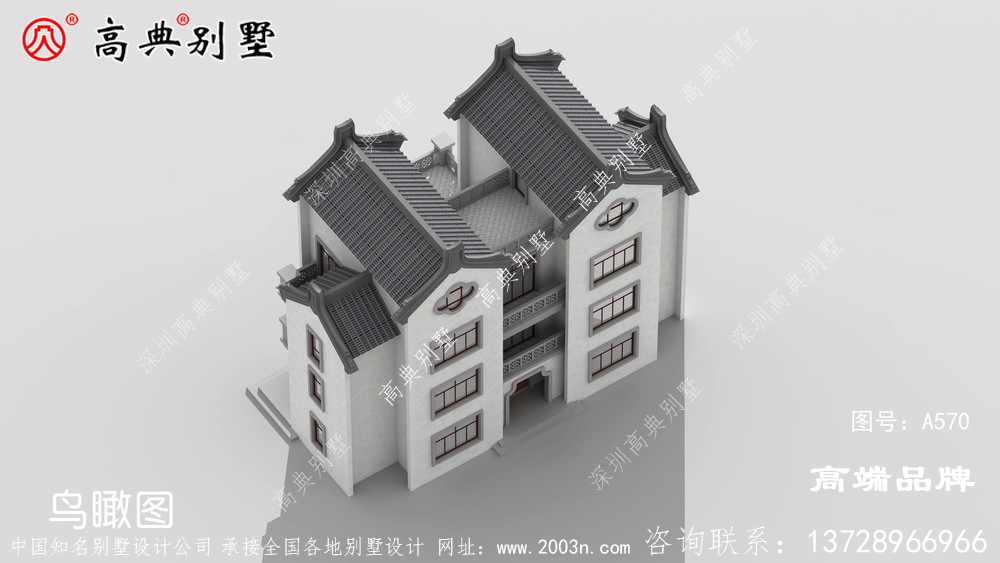 引人注目的四層中式別墅效果圖