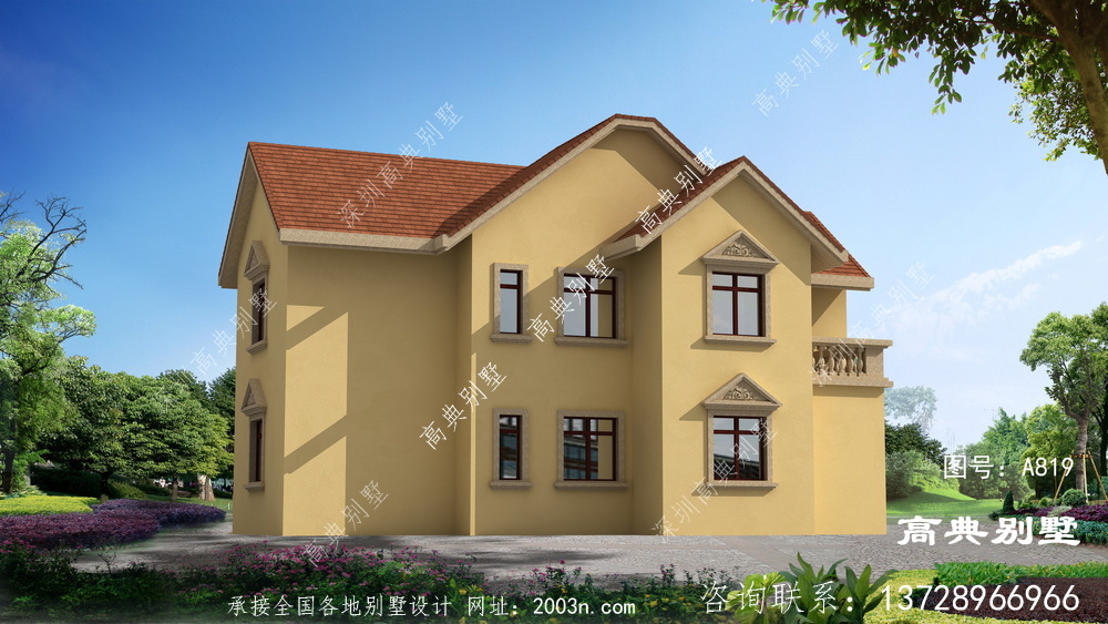 二層鄉(xiāng)村經(jīng)典自建別墅設(shè)計，施工簡單造價低