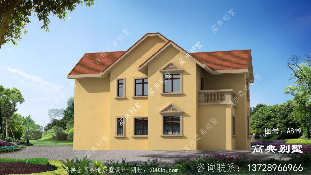 二層鄉(xiāng)村經(jīng)典自建別墅設(shè)計，施工簡單造價低