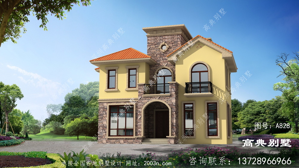歐式三層別墅住宅設(shè)計，外觀溫馨典雅