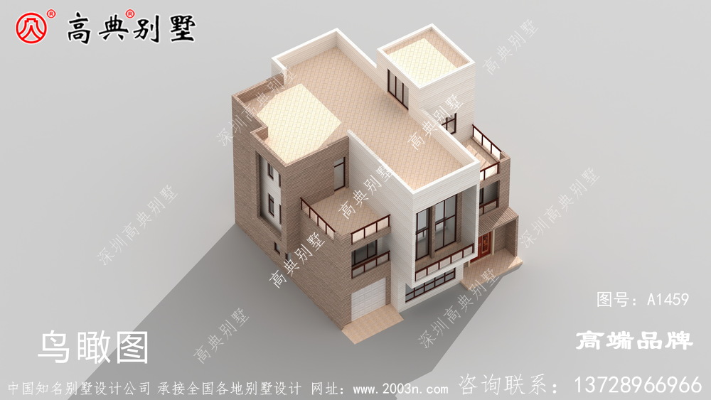 淺灰色真石漆與棕色坡屋頂?shù)慕Y(jié)合不易過時